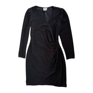 Vintage 90s Reggio Wrap Sparkly Long Sleeve Mini Dress Size 10
